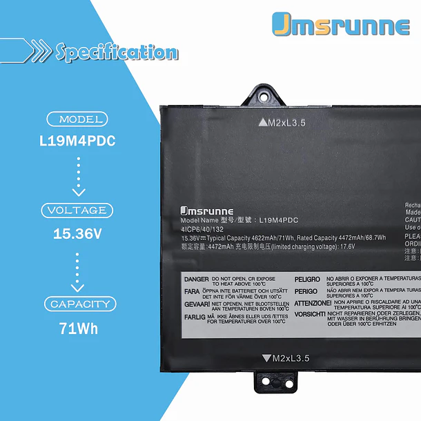 Batería de Repuesto L19M4PDC para Lenovo Ideapad Yoga 7i 2020 2021 2022 7-14ITL5 7-15ITL5 7-14ARB7 2