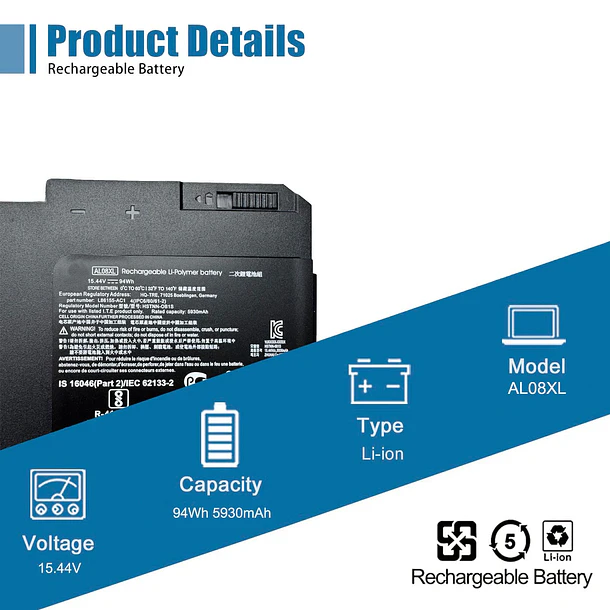 Batería de Repuesto AL08XL para Hp ZBook Fury 15 G7 G8 17 G7 G8 Mobile - VANPIR 2