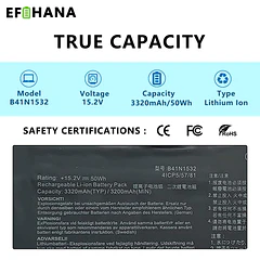 Batería de Repuesto B41N1532 para Asus Zenbook Flip UX560 UX560UA UX560UA-1B Q504U Q504UA Series Notebook - EFOHANA