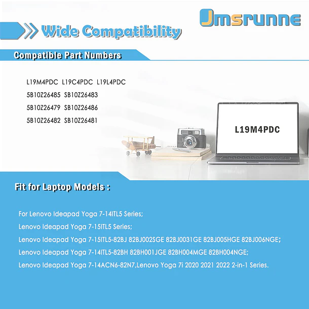 Batería de Repuesto L19M4PDC para Lenovo Ideapad Yoga 7i 2020 2021 2022 7-14ITL5 7-15ITL5 7-14ARB7 5