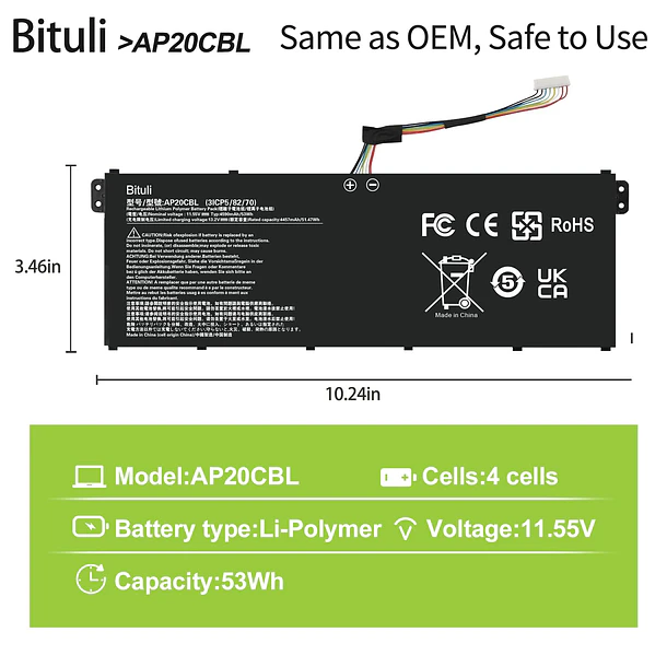 Batería de Repuesto H5CKD para Acer Aspire 5 A515-46 A515-45 Swift 3 SF314-43 SF314-511 Aspire - Bituli 2