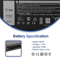 Batería de Repuesto 93FTF para Dell Latitude 5280 5480 5580