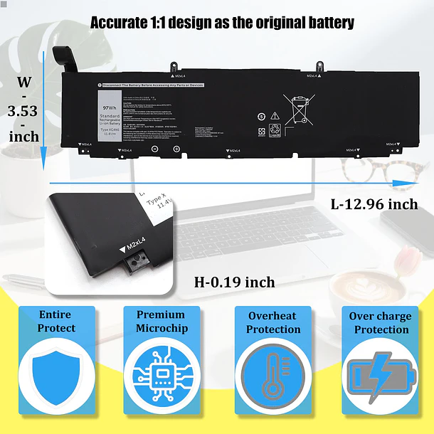 Batería de Repuesto XG4K6 para Dell XPS 17 9700 9710 9720 9730 Precision 5750 5760 - GlottyBatt 5