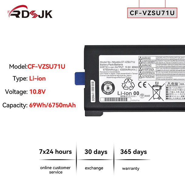 Batería de Repuesto A1713 para Panasonic Toughbook CF-30 CF-31 CF-53 CF30 CF31 CF53 CF-VZSU72U CF-VZSU1430U - RDSJ 2
