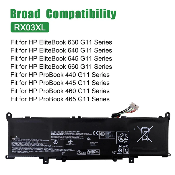 Batería de Repuesto RX03XL para HP EliteBook 630 640 645 660 G11 ProBook 440 445 - JIAZIJIA 5