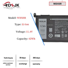 Batería de Repuesto WDX0R para Dell Inspiron 15 5565 5567 5568 5570 5578 7560 7570