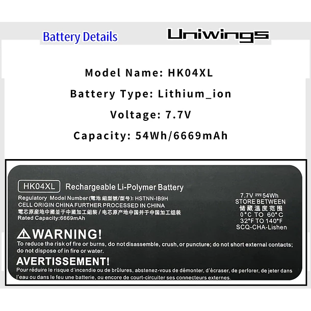 Batería de Repuesto HK04XL para HP EliteBook x360 1030 G7 G8 EliteBook x360 1040 G7 - Uniwings 4