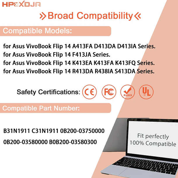 Batería de Repuesto B31N1911 para ASUS VivoBook Flip K413 K413EA K413EP K413EQ K413FA K413FQ K413JA - HPXXDJA 5