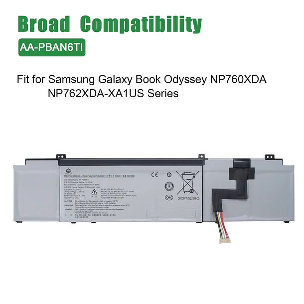 Batería de Repuesto AA-PBAN6TI para Samsung Galaxy Book Odyssey NP760XDA NP762XDA-XA1US Series Notebook Black 11.58V - JIAZIJIA 4