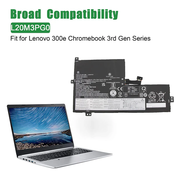 Batería de Repuesto L20M3PG0 para Lenovo IdeaPad Flex 3 Chrome 15IJL7 300e Chromebook 3rd Gen - JIAZIJIA 4