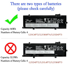 Batería de Repuesto L21C4P72 para Lenovo ThinkPad P16s / T16 Gen 1 Gen 2 Series - EPYOBW