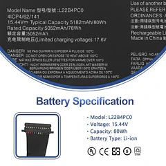 Batería de Repuesto L22C4PC0 para Lenovo Legion Pro 5 16ARX8 16IRX8