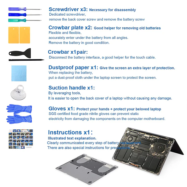 Batería de Repuesto A1964 para MacBook Pro 13 Inch A1989 A2251 Year 2018 2019 2020 5