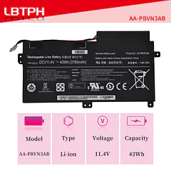 Batería de Repuesto AA-PBVN3AB para Samsung NP370R4E NP370R5E NP450R4V NP450R5V NP470R5E NP510R5E Series NP370R4E-A03 NP370R4E-A04