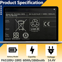 Batería de Repuesto LPA5189U-1BRS para Toshiba Satellite P50W-B BST2N01 P55W B5318 B5318D B5220 B5224 B5112 - TAVZENL