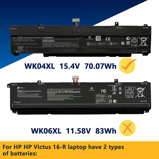 Batería de Repuesto WK04XL para HP Victus 16-E 16-D 16-E0194NW 16-E0029UR 16-E0005UA 16-D0001UR 16-D0023DX OMEN - TAVZENL 5