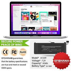 Batería de Repuesto A1309/A1297 para MacBook Pro 17 inch A1297 (Only fit Early 2009 Mid2009 - EFOHANA