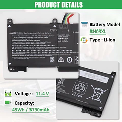 Batería de Repuesto RH03XL para HP ProBook 430 440 445 450 630 640 650 G8 - RHKRKQN