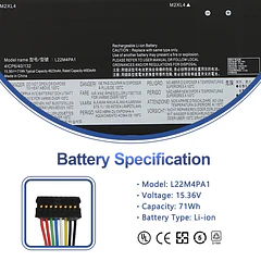 Batería de Repuesto L22C4PA1 para Lenovo Yoga 7/Yoga 7 2-in-1
