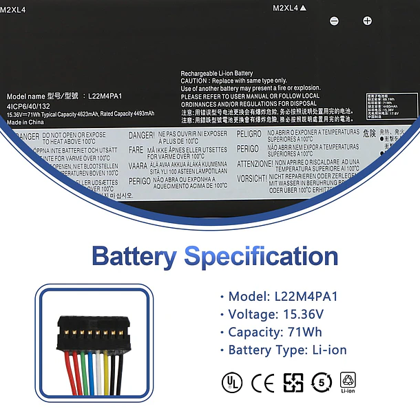 Batería de Repuesto L22C4PA1 para Lenovo Yoga 7/Yoga 7 2-in-1 2