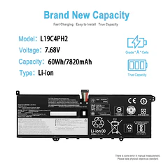 Batería de Repuesto L19C4PH2 para Lenovo Yoga 9-14ITL5 Type 82BG Series for Lenovo Yoga pro - TAICROWNE