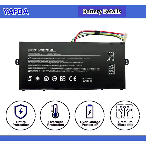 Batería de Repuesto AP16L8J para Acer Chromebook Spin 311 CP311-3H-K2RJ CP311-3H-K3Wl CP311-3H-A14P Spin 513 R841T-S98A - Yafda 2