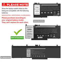 Batería de Repuesto 6MT4T para Dell Latitude E5470 E5570 Precision 3510 0HK6DV 7V69Y 07V69Y 79VRK - Fancy Buying