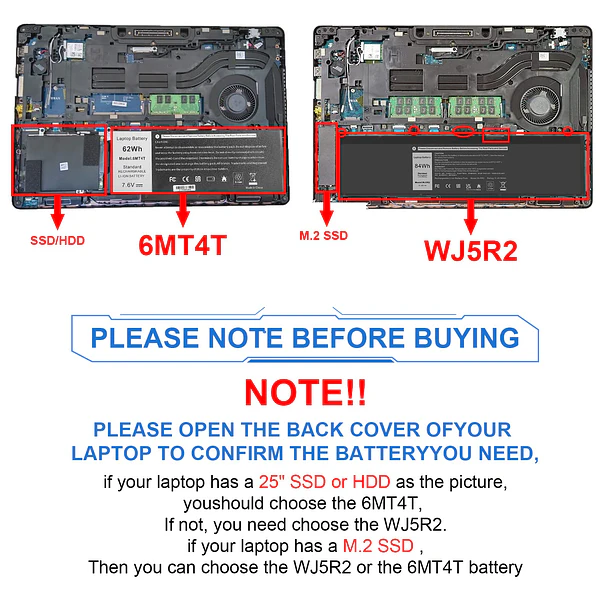 Batería de Repuesto 6MT4T para Dell Latitude E5470 E5570 Precision 3510 0HK6DV 7V69Y 07V69Y 79VRK - Fancy Buying 3