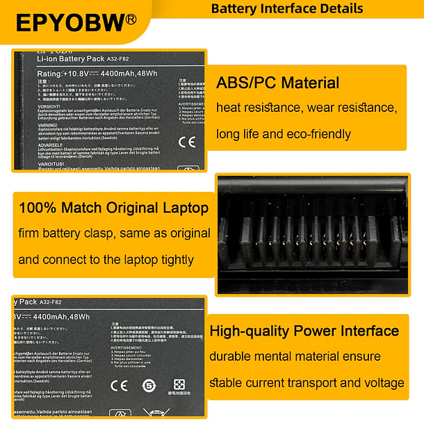 Batería de Repuesto A32-F82 para diversos equipos compatibles según modelo A32-F82 - EPYOBW 4