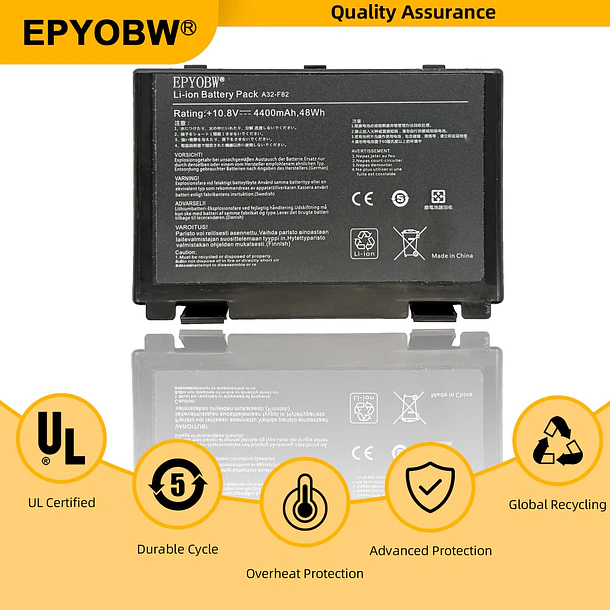 Batería de Repuesto A32-F82 para diversos equipos compatibles según modelo A32-F82 - EPYOBW 5