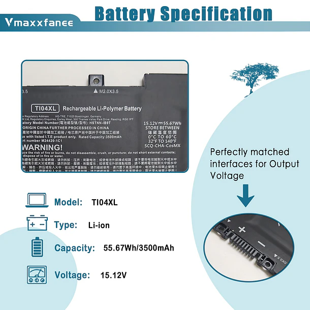 Batería de Repuesto TI04XL para HP Envy 17 Envy 17-ch Series TI04XL HSTNN-IB9T M24563-005 M24420-1D1 - Vmaxxfanee 2