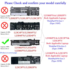 Batería de Repuesto L21L6P70 para Lenovo ThinkPad P16 Gen 1/2 / ThinkPad P14s Gen 5 - EPYOBW