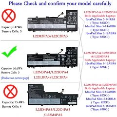 Batería de Repuesto L22M3PA4 para Lenovo IdeaPad Slim 5-14ABR8 5-14IAH8 5-14IRL8 5-16ABR8 5-16IAH8 5-16IRL8 Series - EPYOBW