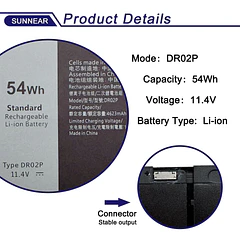 Batería de Repuesto DR02P para Dell Latitude 5440 5450 5540 5550 Precision 3480 3490 3580 - SUNNEAR