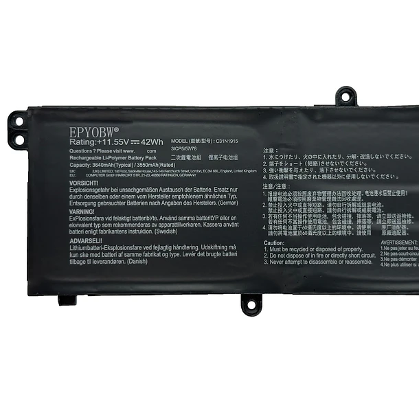 Batería de Repuesto C31N1915 para ASUS ExpertBook BR1100FKA B1400CEPE B1500CEPE L1400CDA BR1100CKA Series B31N1915 - EPYOBW 2