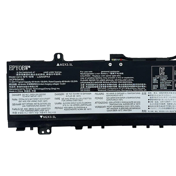 Batería de Repuesto L22M3PA4 para Lenovo IdeaPad Slim 5-14ABR8 5-14IAH8 5-14IRL8 5-16ABR8 5-16IAH8 5-16IRL8 Series - EPYOBW 3