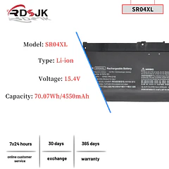 Batería de Repuesto SR04XL para HP Omen 15-ce000 15-ce000ng 15-ce002ng 15-dc0000 Pavilion 15-cb000 Power 15t-cb2000 - RDSJ