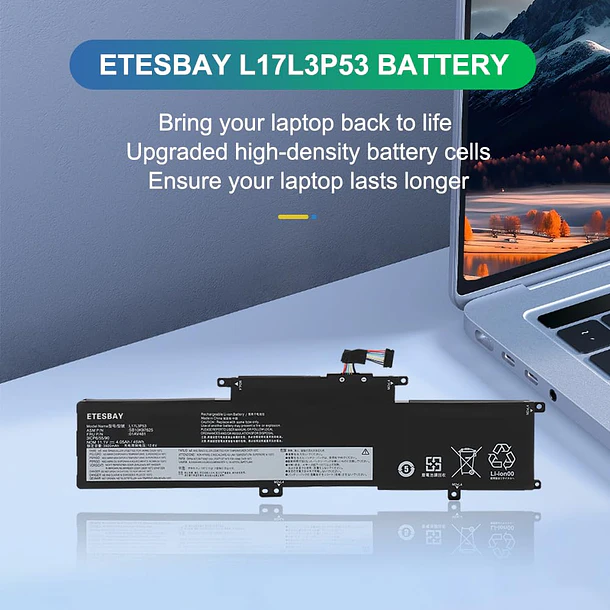 Batería de Repuesto L17L3P53 para ThinkPad L380 Yoga L390 - ETESBAY 2