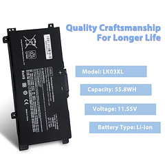 Batería de Repuesto LK03XL para HP Envy X360 17m-ae0xx 17-bw 17m-ae111dx 15m-bp1xx 15m-cn0xxx 15-cn0xxx 15m-cp0xxx - LHYSFIY