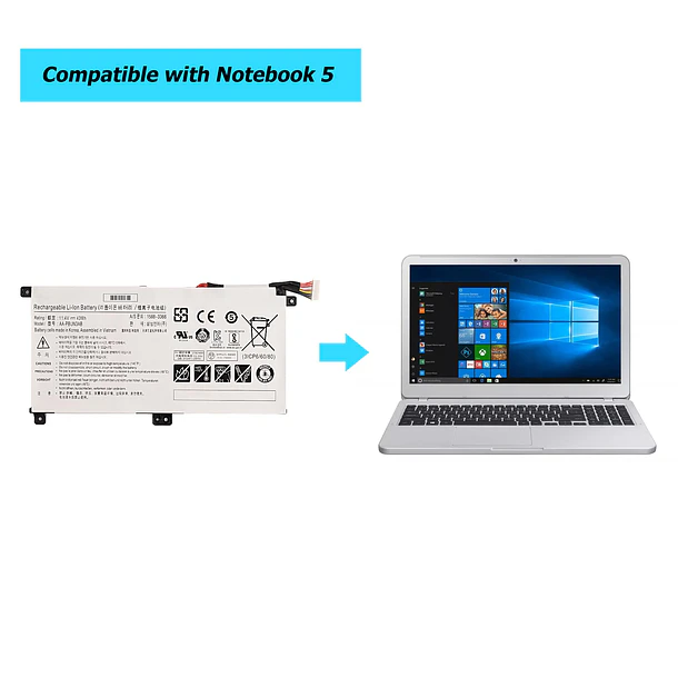 Batería de Repuesto AA-PBUN3AB para Samsung Notebook 5 NP300E5K NP530E5M NP550XTA NP730QAA NP740U3L NP740U5L NP740U5M - Vvsialeek [New] 4