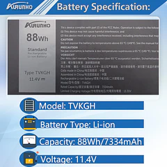Batería de Repuesto JPFMR para Dell Latitude 9510 9520 / Latitude 9520 2-in-1 Series N7HT0 - AURUNHO TVKGH