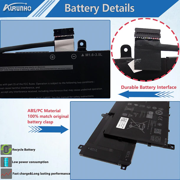 Batería de Repuesto JPFMR para Dell Latitude 9510 9520 / Latitude 9520 2-in-1 Series N7HT0 - AURUNHO TVKGH 3