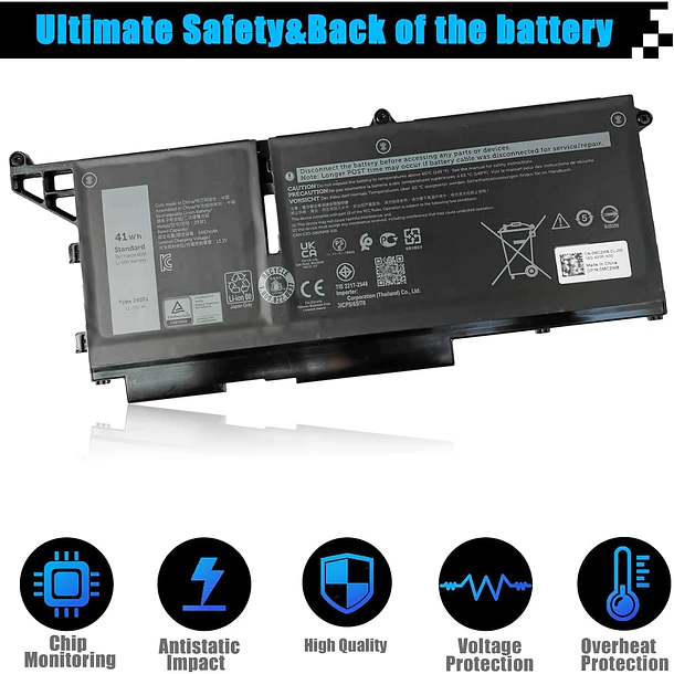 Batería de Repuesto para Dell Latitude 5330 7330 7430 7530 Latitude 5330 2-in-1/7330 2-in-1/7430 4