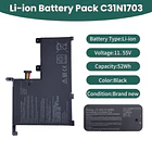 Batería de Repuesto C31N1703 para Asus Zenbook Flip UX561U UX561UA UX561UN Q505U Q525U Q525UA Q505UA 2