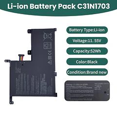 Batería de Repuesto C31N1703 para Asus Zenbook Flip UX561U UX561UA UX561UN Q505U Q525U Q525UA Q505UA