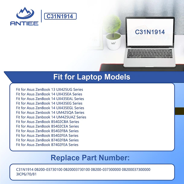 Batería de Repuesto C31N1914 para Asus ZenBook 13 UX425UG ZenBook 14 3