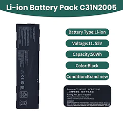 Batería de Repuesto C31N2005 para ASUS Chromebook CX9 CX9400CEA / Chromebook CX3 CX3400FMA / ExpertBook - NBULBL