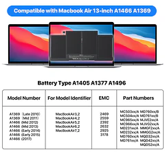 Batería de Repuesto A1405/A1377 para MacBook Air 13 inch A1466 - XINGLT