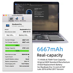 Batería de Repuesto A1707 A1820 Battery Replacement para MacBook Pro 15 inch 2016 2017 Touch Bar Version Model - JGTM