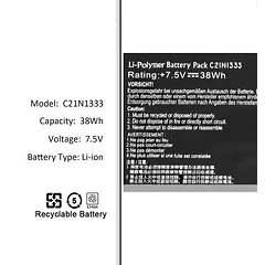 Batería de Repuesto C21N1333 para Asus Transformer Book Flip TP550 R554L TP550L TP550LA TP550LD TP550LJ - HUBEI